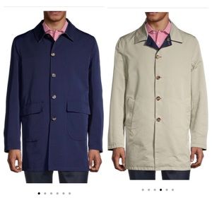 Isaia Napoli Reversible Single-Breasted Raincoat, Men’s Size 46 US/56 IT